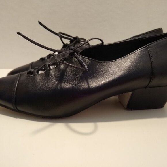 Dance Shoes 1.6" Cuban Heel Lace Up Ballroom Shoes Size 7 - Picture 3 of 9